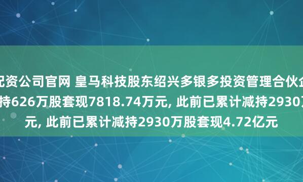 配资公司官网 皇马科技股东绍兴多银多投资管理合伙企业(有限合伙)拟减持626万股套现7818.74万元, 此前已累计减持2930万股套现4.72亿元