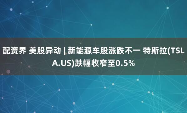 配资界 美股异动 | 新能源车股涨跌不一 特斯拉(TSLA.US)跌幅收窄至0.5%